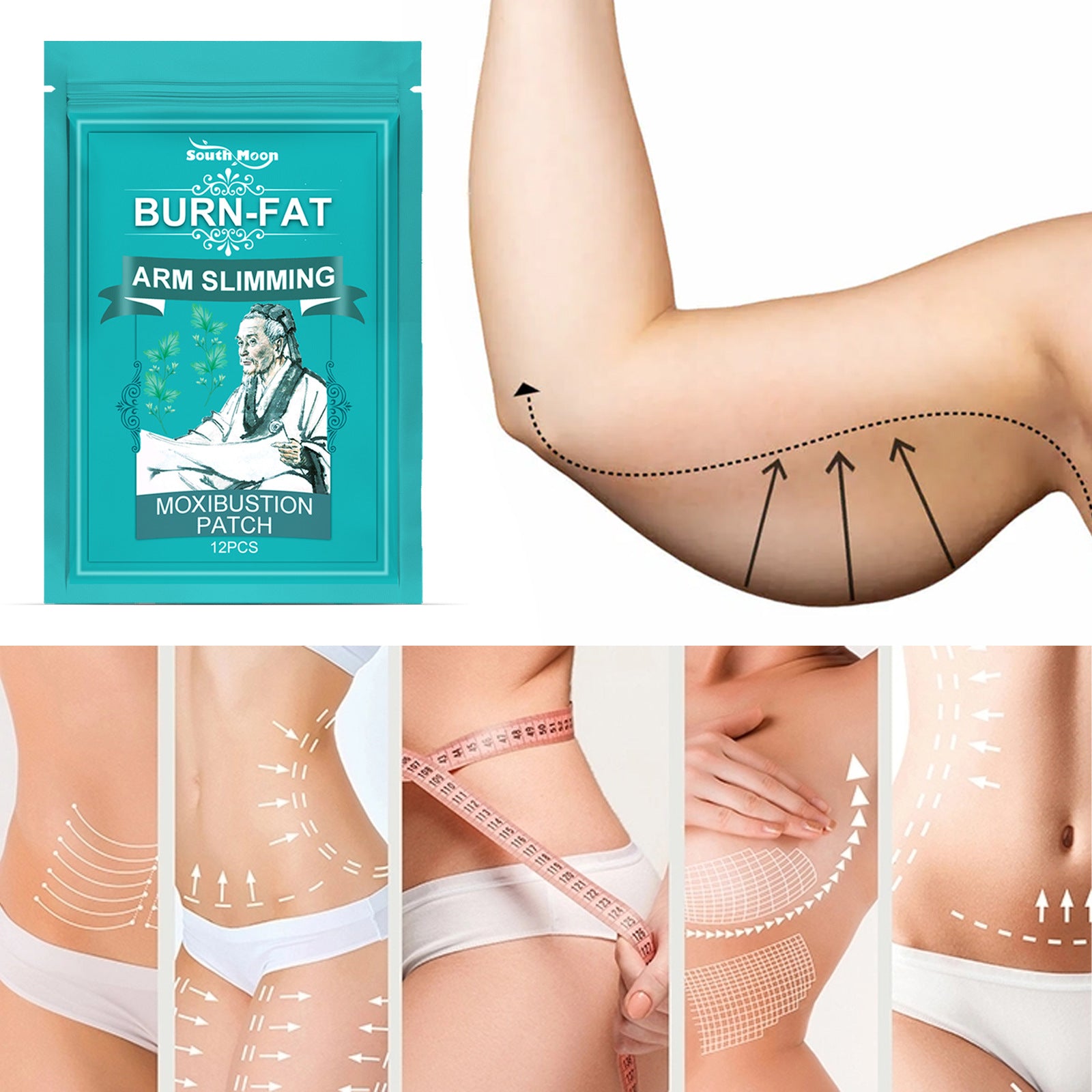 Thin Arm Patch – Herbal Weight Loss & Fat Burning Stickers (12 pcs) | Slimming & Cellulite Removal | لصقات تنحيف الأعشاب الطبيعية