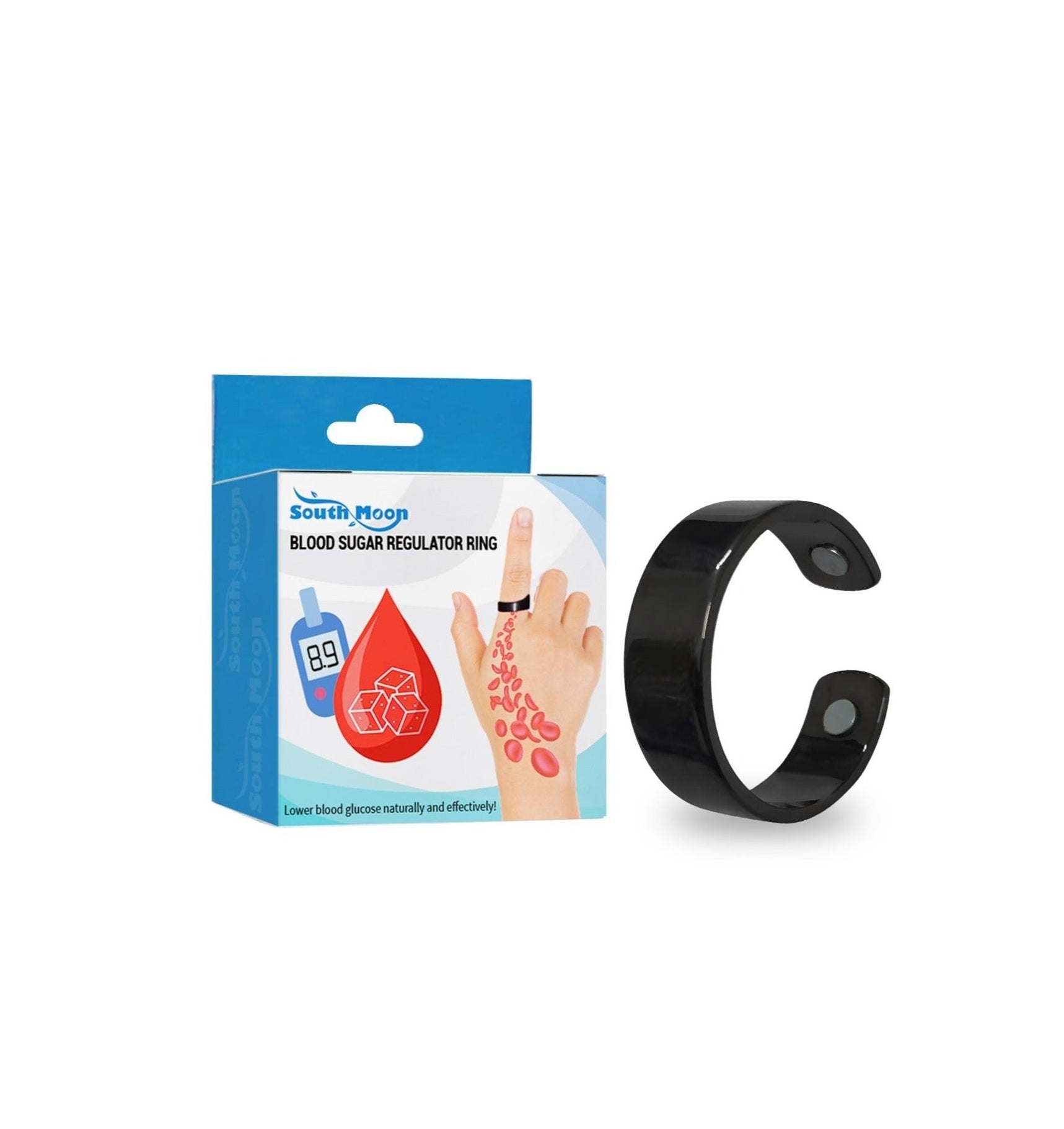 South Moon Blood Sugar Regulator Ring | Magnetic Wellness Ring for Glucose Balance – خاتم تنظيم سكر الدم جنوب مون